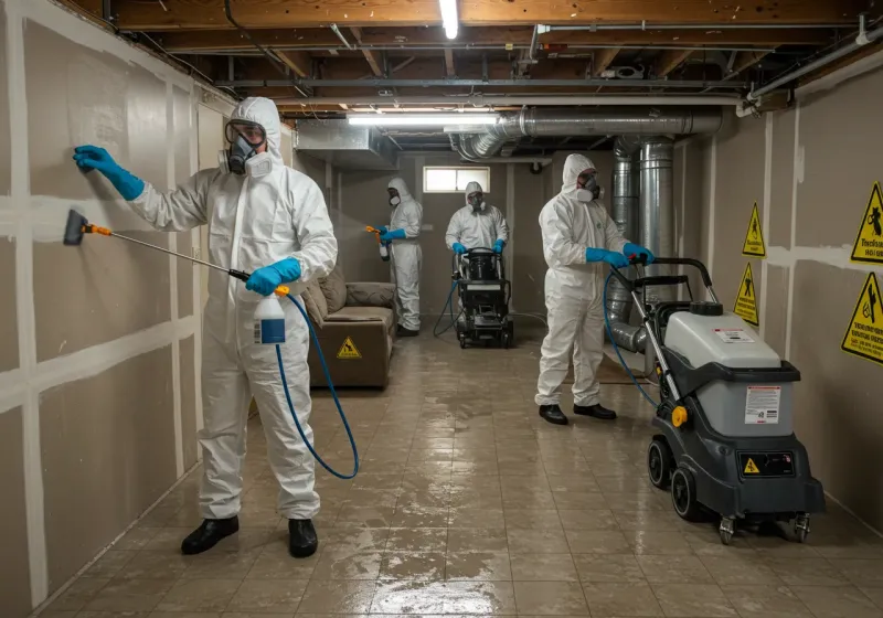 Basement Moisture Removal and Structural Drying process in Middlesex, NJ